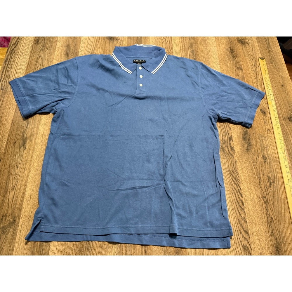 Consensus Sportswear Polo Mens XXL Blue Adult Short Sleeve Striped Collar